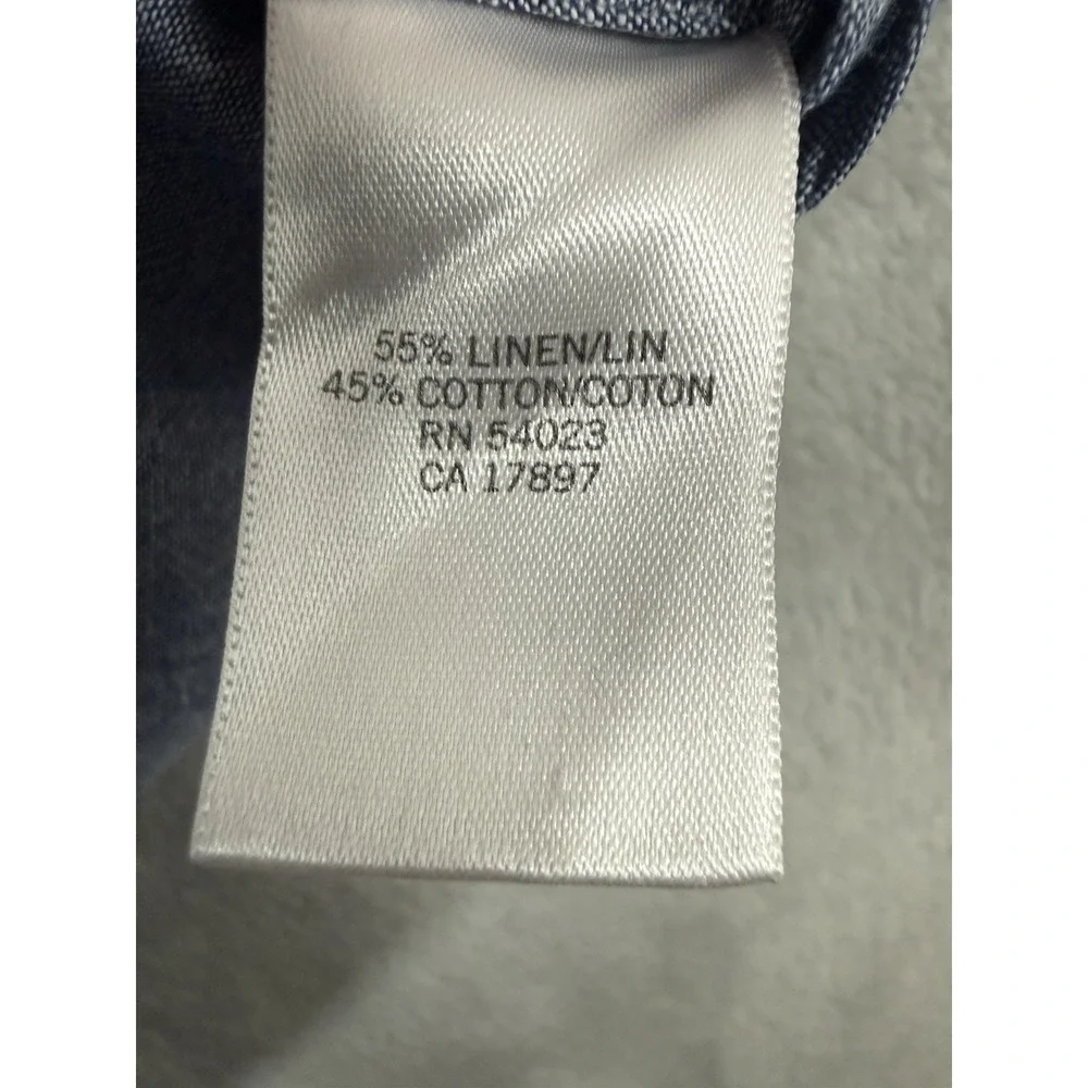 Banana‎ Republic Shirt Men's XL Blue Linen Blend Short Sleeve Button Up